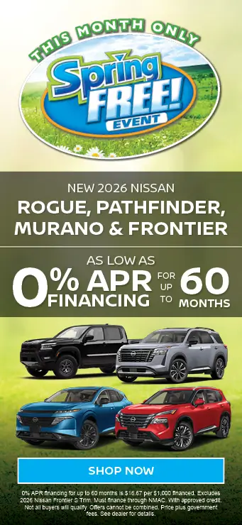 2026 Nissan rogue, Pathfinder, Murano & Frontier Spring Free Event